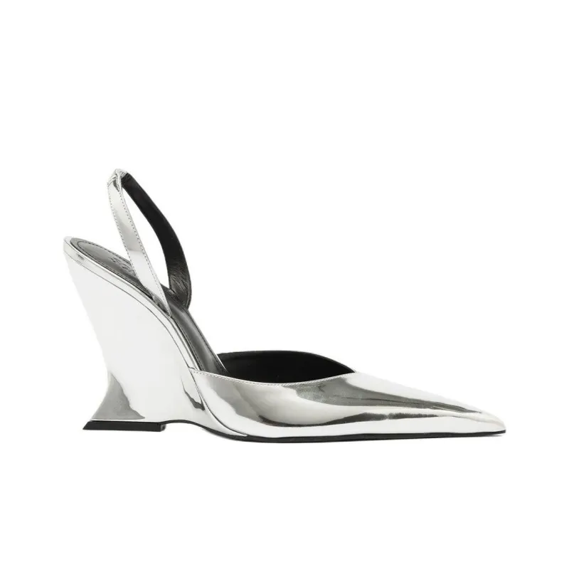 Schutz Siena Wedge Heel High Heels 11.3cm Women's Silver-1
