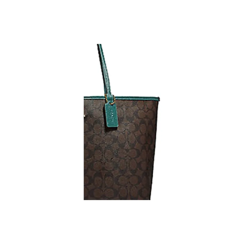 COACH City Zip Tote PVC Tote Bag, Shopping Bag, Shoulder Bag, Handbag Tubas Women's Dark Brown-1