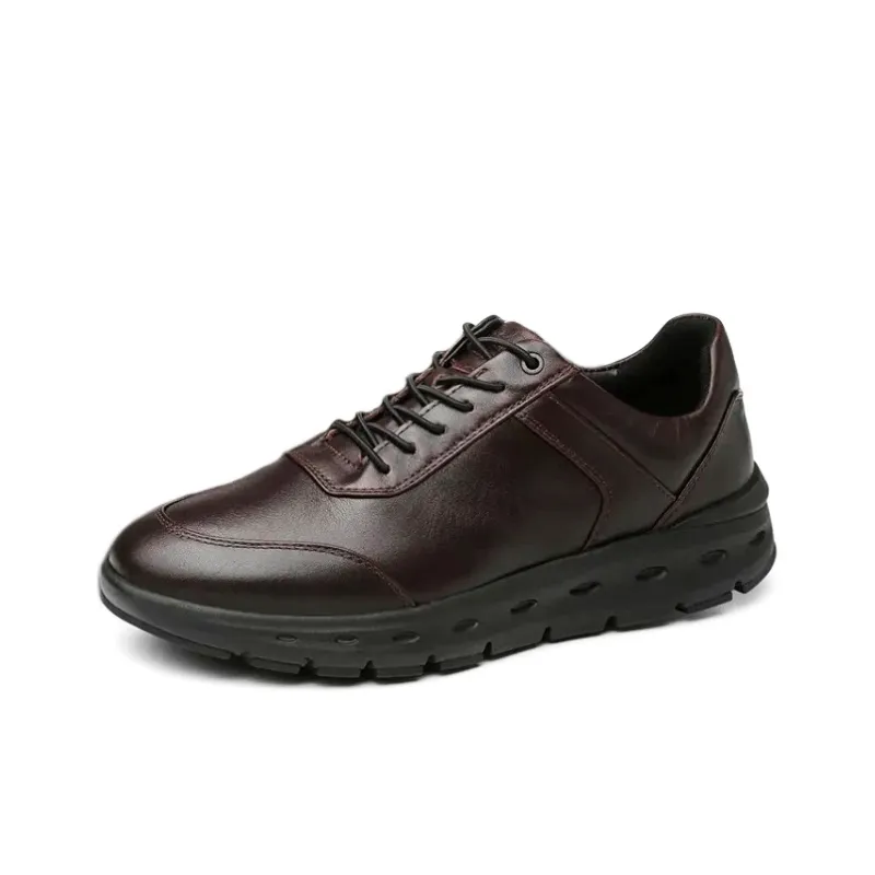 Aung San Non slip Wear resistant Shock Absorption Low Top Casual Shoes Men's Brown Red-1