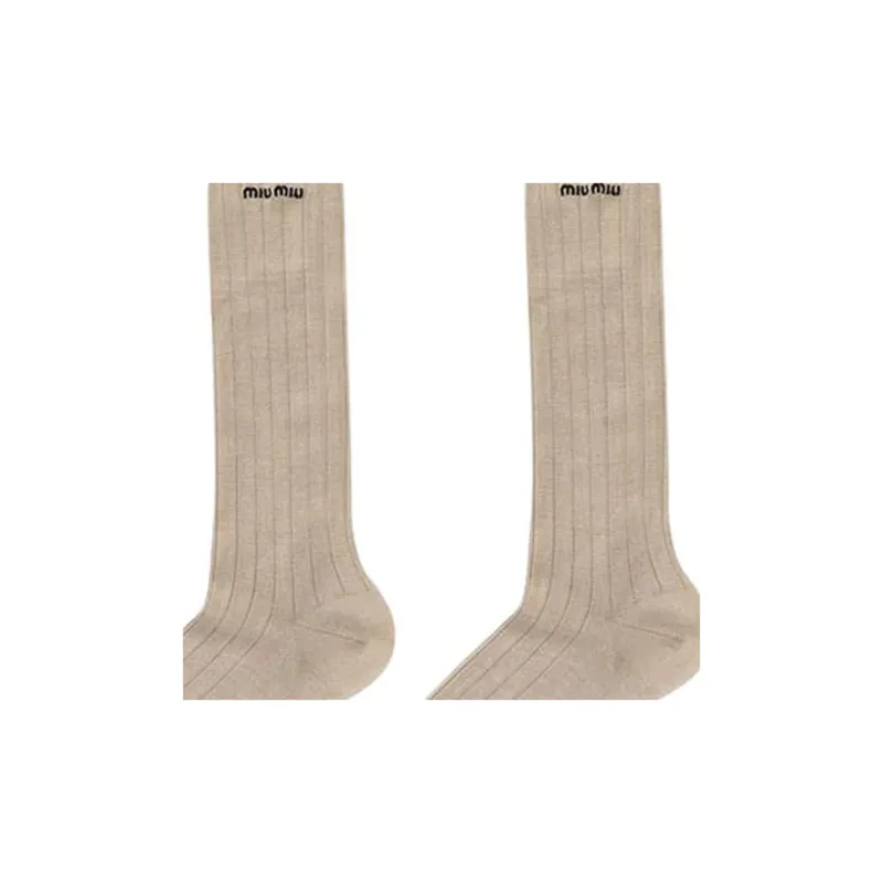 MIU MIU Knee High Socks Women's 1 Pack Brown-3
