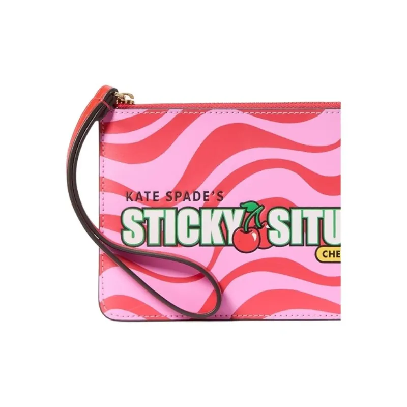 Kate Spade Cow Split Leather Clutch Women's Red & Multicolor-3