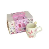 Cream Butterfly Pink Cup+Spoon (Exclusive Gift Set)