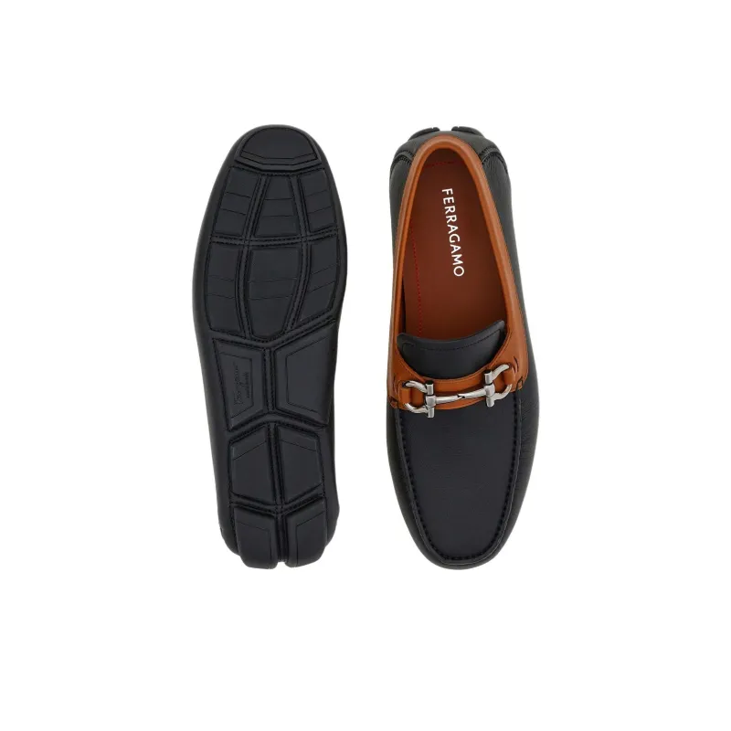 FERRAGAMO GANCINI Driver Loafers Men's Black-4