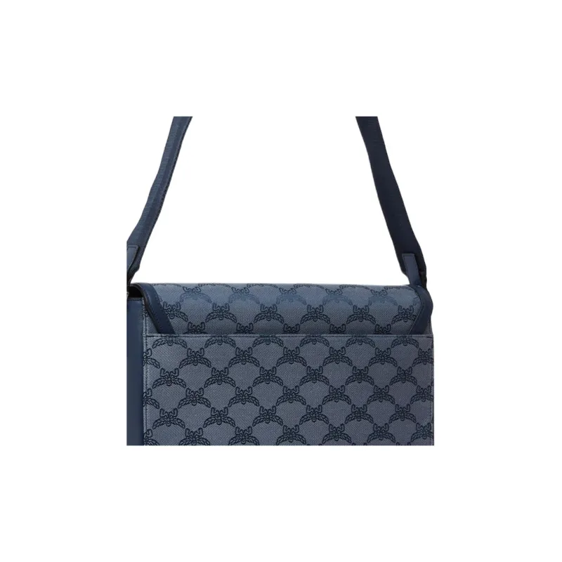 MCM Leather Trim In Tiffilla Shoulder Bag, Crossbody Bag Trumpets Men's Blue-4
