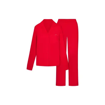 SKIMS Valentine's Day Collection SS25 SKIMS SLEEP LONG SLEEVE BUTTON UP SET Pajama Set Women's Ruby