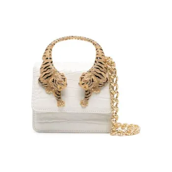 Roberto Cavalli Calfskin Shoulder Bag Crossbody Bag Handbag Small Size Women's White