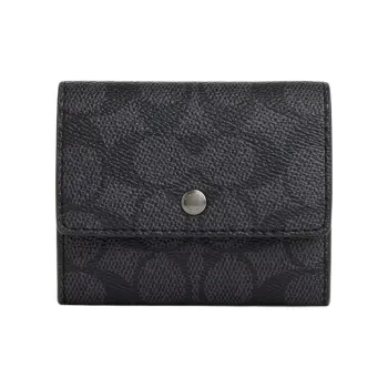 COACH Signature Signature Coated Canvas Wallet Regular Men's Charcoal & Black
