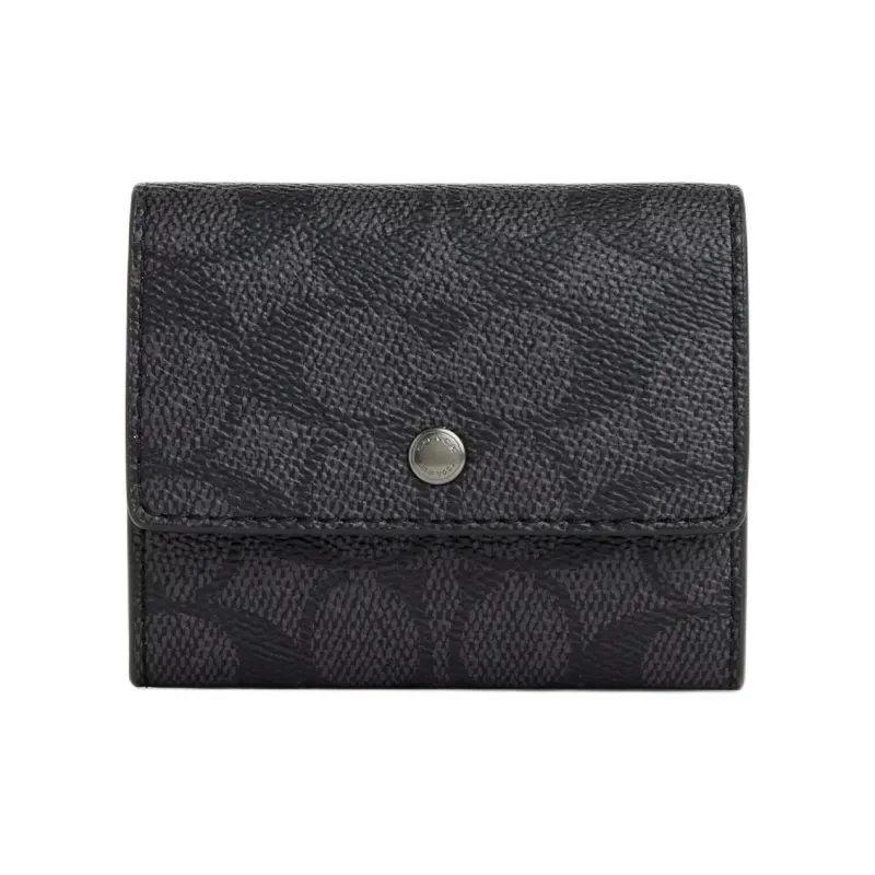 COACH Signature Coated Canvas Wallet Regular Men's Charcoal & Black-0