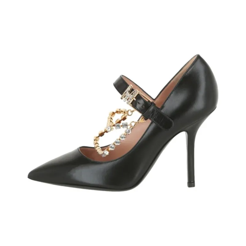 MOSCHINO Slim Heel High Heels 10cm Women's Black-0