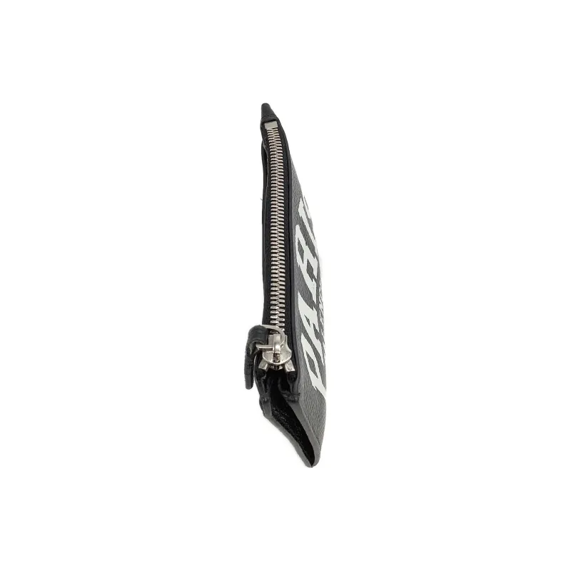 Balenciaga Grained Calfskin Coin Purse Card Clip Card Holder Large Size Men's Black-3