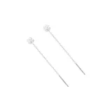 S999 Fine Silver Four-Leaf Clover Drop Earrings