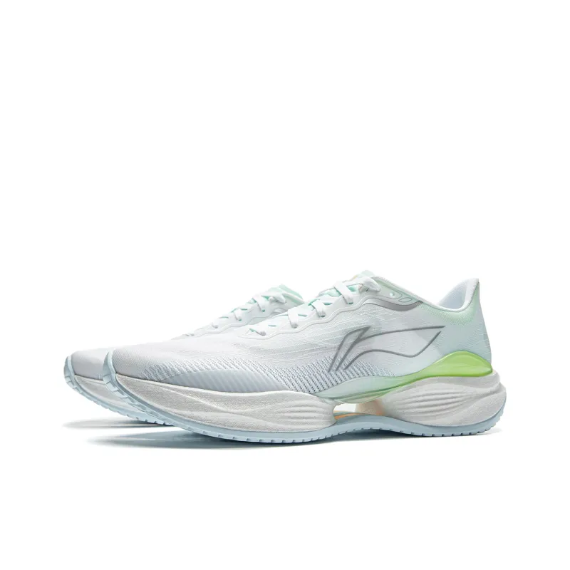 LiNing Super-Light 22 Cushioning Anti-Slip Wear-Resistant Breathability Low-Top Running Shoes Men's White Green Gray-2