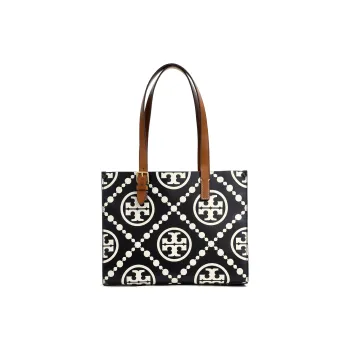 TORY BURCH T Monogram Leather Tote Bag Shopping Bag Shoulder Bag Crossbody Bag Handbag Small Size Women's Black
