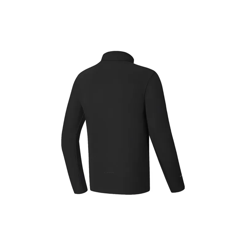 FILA Knitted Fabric Long-Sleeved Coat Men's Pitch Black-1