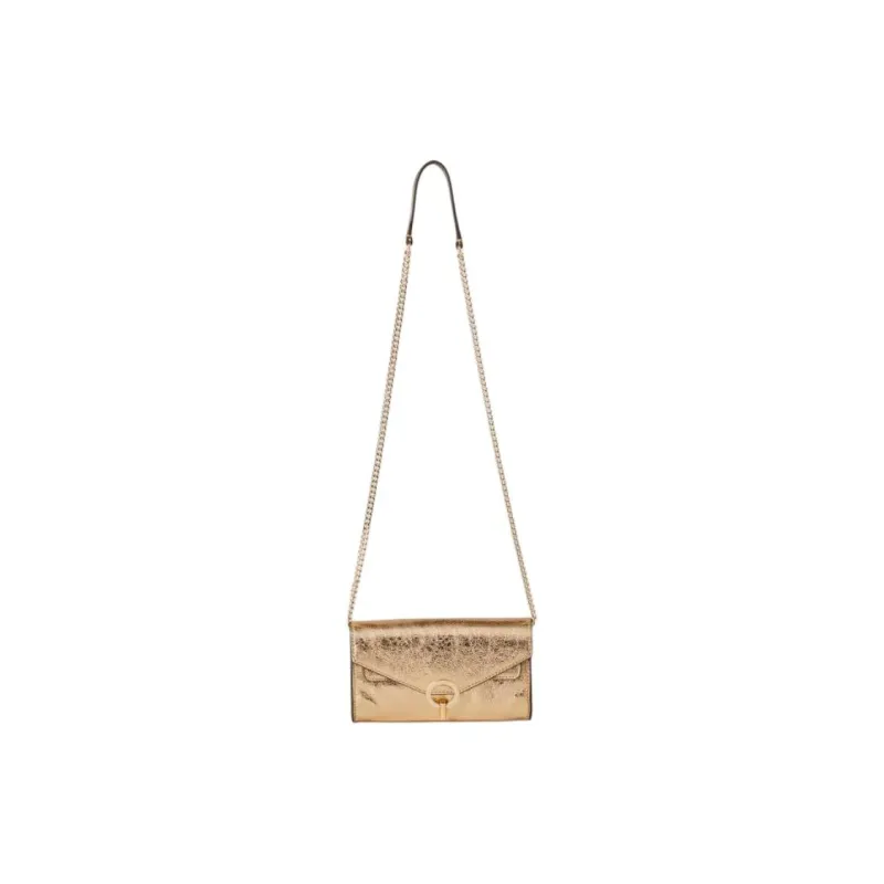 Sandro Lambskin Shoulder Bag Women's Gold-4