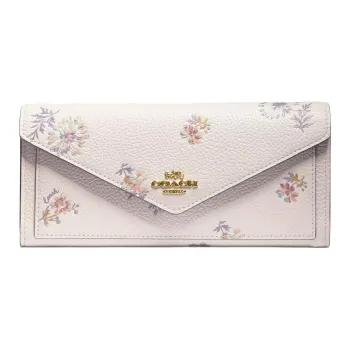 COACH Soft Wallet Leather Handheld Wallet Women's Chalk White