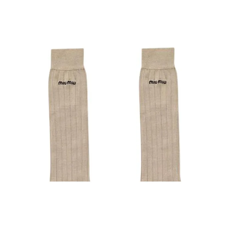 MIU MIU Knee High Socks Women's 1 Pack Brown-1