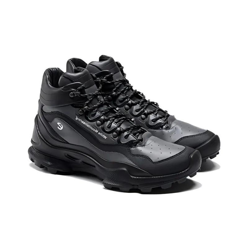 White Mountaineering x Ecco Biom C Trail Shock Absorbers With Slip Resistant Features High Top Hiking Shoes Men's Black-3