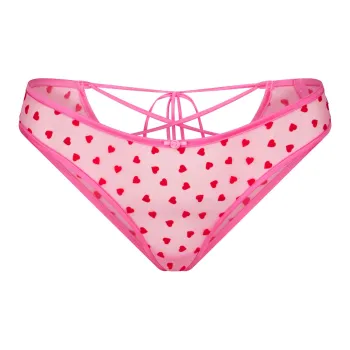 SKIMS Valentine's Day Collection SS25 NOVELTY INTIMATES LACE UP BIKINI Underpants Women's Pink Heart Print