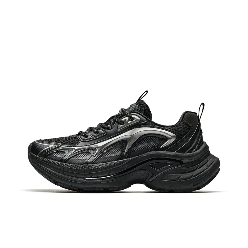 Anta Anti-Slip Wear-Resistant Low-Top Casual Shoes Women's Basic Black Gunmetal Gray-0