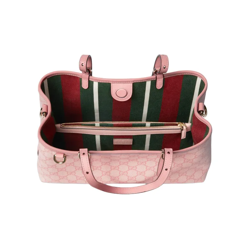 GUCCI GG Emblem Leather Tote Bag, Shopping Bag, Shoulder Bag, Handbag Trumpets Women's Light Pink-4