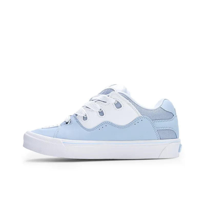 GLO BULL Anti-Slip And Wear-Resistant Breathable Low-Top Skateboard Shoes Unisex White Light Blue-0