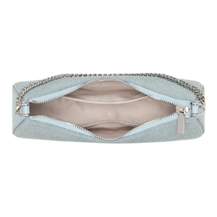 Kate Spade Cow Split Leather With Fabric Shoulder Bag, Crossbody Bag Small Size Women's Blue-3