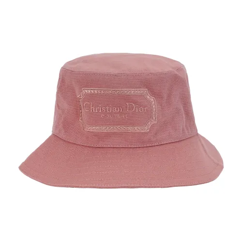 DIOR Mens Letter Embroidered Bucket Hat Pink