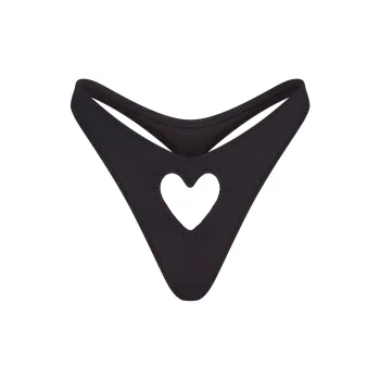 SKIMS Valentine's Day Collection SS25 COTTON JERSEY HEART DIPPED THONG Underpants Women's 1 Pack SOOT/Smoke Gray