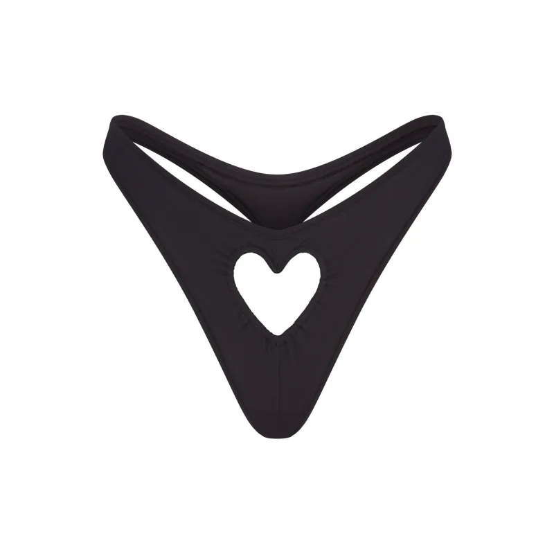 SKIMS Valentine's Day Collection SS25 COTTON JERSEY HEART DIPPED THONG Underpants Women's 1 Pack SOOT/Smoke Gray-0