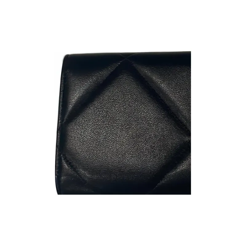 CHANEL 19Bag Lambskin Flap Bag Card Holder, Wallet Women's Black-4