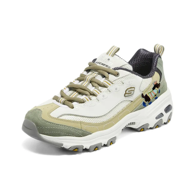 Skechers Anti-Slip Wear-Resistant Low-Top Chunky Sneakers Women's Beige Green Asia Version-1