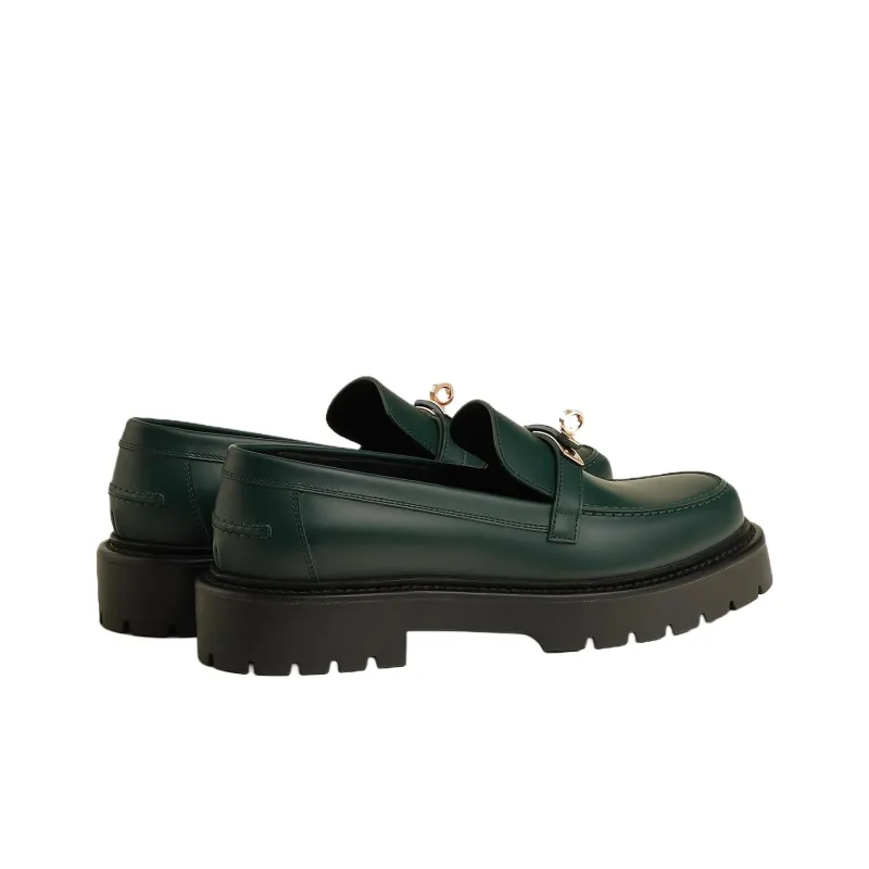 HERMES Icone Loafers 3cm Women's Green-3