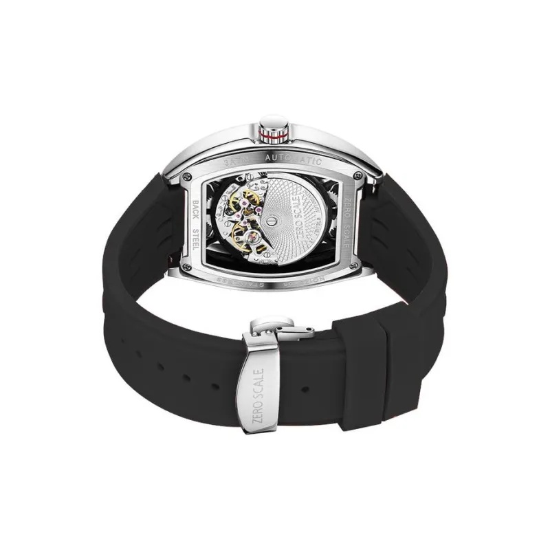 Zero Scale Pioneer Collection Mechanical Movement Silicone Strap Watch Men's Watches Silver Dial-11
