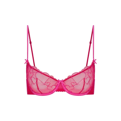 SKIMS Valentine's Day Collection SS25 EMBROIDERED TULLE UNLINED DEMI BRA Bra Women's Punch/Impact Bed