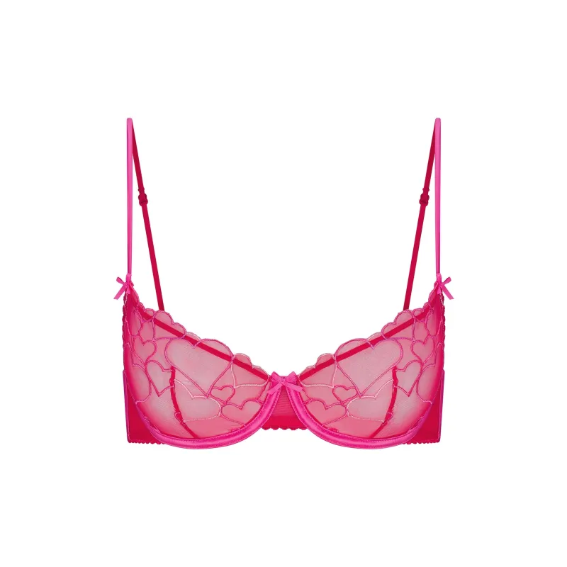 SKIMS Valentine's Day Collection SS25 EMBROIDERED TULLE UNLINED DEMI BRA Bra Women's Punch/Impact Bed-0