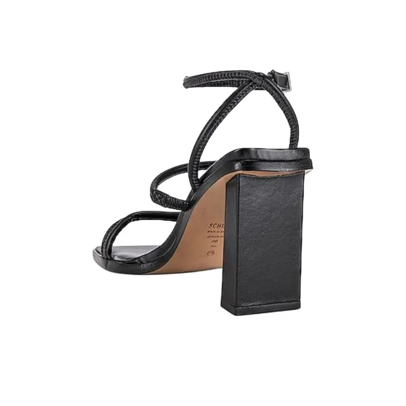 Schutz ANYA One-Strap Sandals 9.5cm Chunky Heel Women's Black-3