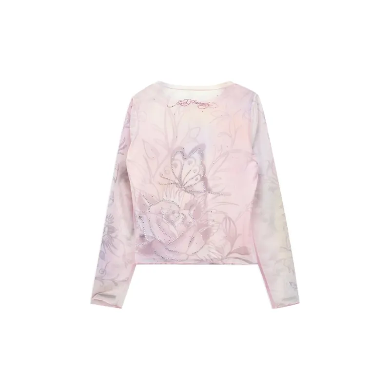 Ed Hardy Regular T Shirt Women's Pink-1