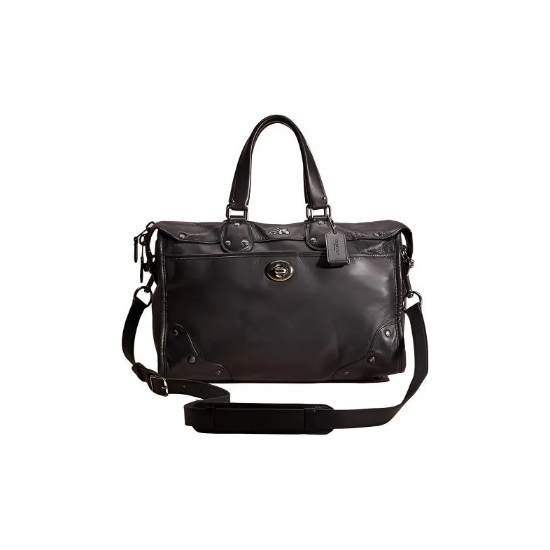 COACH Rhyder Leather Shoulder Bag Crossbody Bag Handbag Large Size Women's Black-0