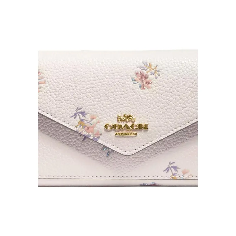 COACH Soft Wallet Leather Handheld Wallet Women's Chalk White-4