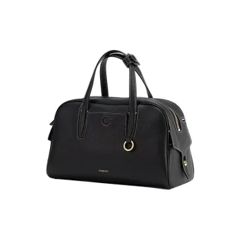 Songmont Cow Leather Bowling Ball Boston Bag, Shoulder Bag, Crossbody Bag, Handbag Trumpets Unisex Smoky Ink Black