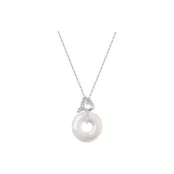 Double Happiness Gift Chalcedony Jade Necklaces Unisex