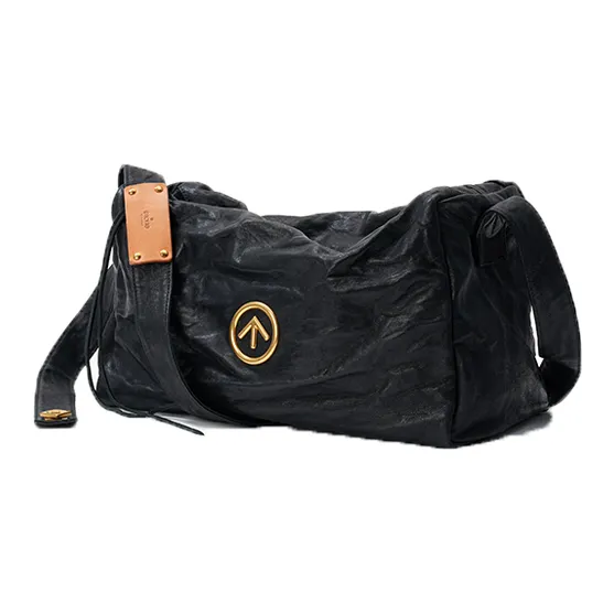 GROTTO Sheepskin Black Stone Bag Shoulder Bag Crossbody Bag Medium Size Unisex Black-6