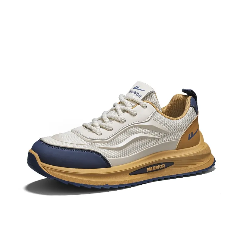 Warrior Anti Slip And Wear Resistant Height Increasing Low Top Casual Shoes Men's Brown Beige Blue-1
