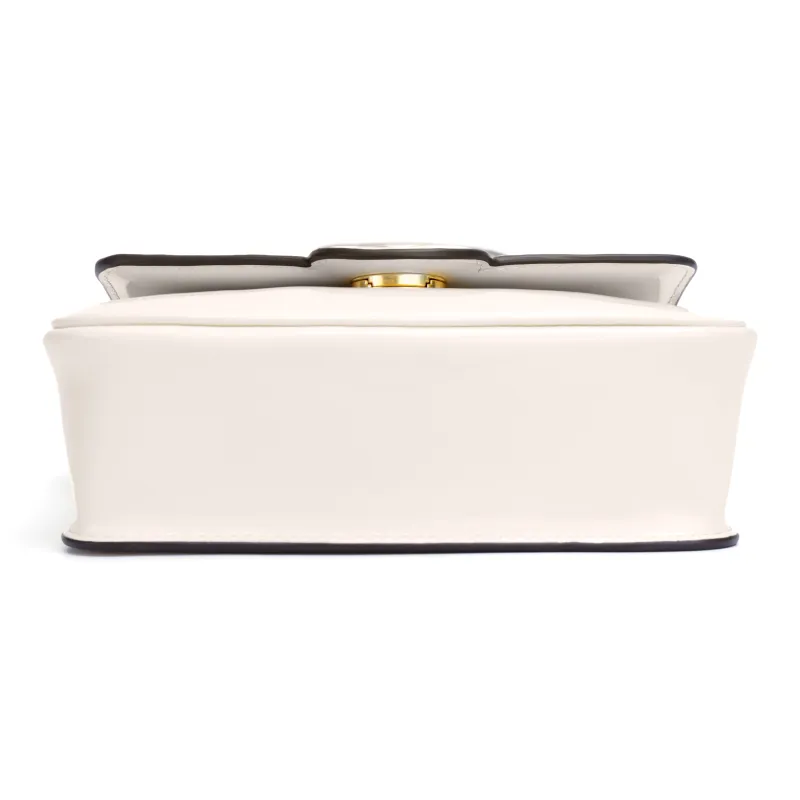 TORY BURCH Robinson Calfskin Leather Shoulder Bag Crossbody Bag Handbag Small Size Women's Light Cream White-3