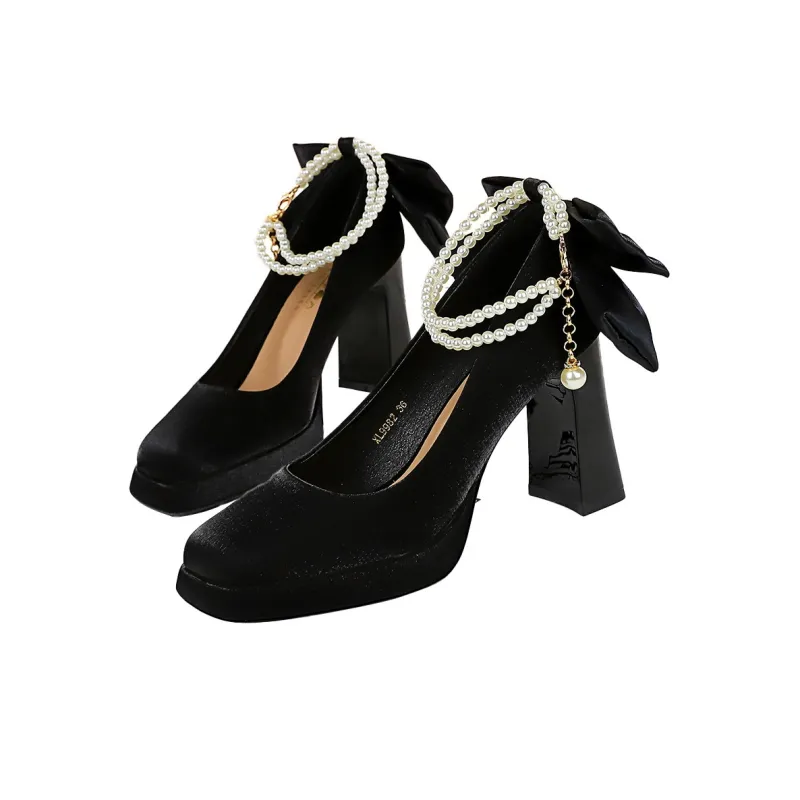 QITUMAUL Chunky Heel High Heels Women's-3