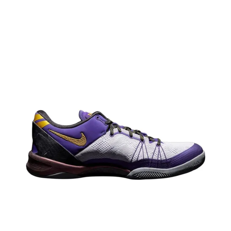 Nike Kobe 8 Elite Anti-Slip Wear-Resistant Low-Top Basketball Shoes Men's White Purple-1