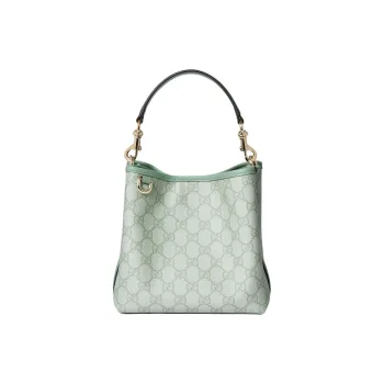 GUCCI GG Letter Coated Fabric Bucket Bags Handbags Mini Women's Sage Green