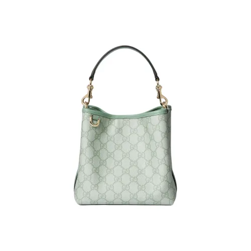 GUCCI GG Letter Coated Fabric Bucket Bag Handbag Mini Women's Sage Green