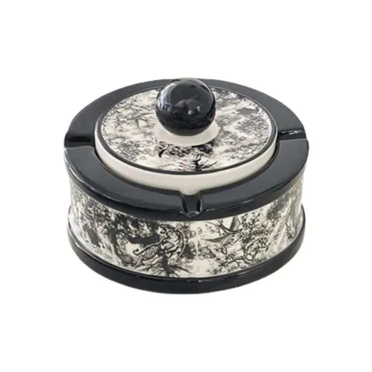 Meter Ceramic Ashtrays Black White-2